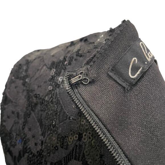 Black Whimsigoth Mini Dress size S Spooky Halloween Sequins Feathers Witch - Picture 10 of 14